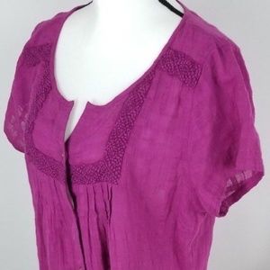 Prana Womens Blouse Top XL Button Up Boat Neck